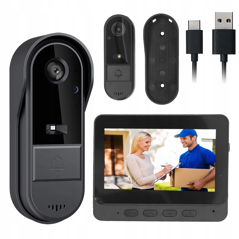 Bezprzewodowy Wideo Domofon 43 Cala IP65 Led 170 Stopni Monitoring Domu