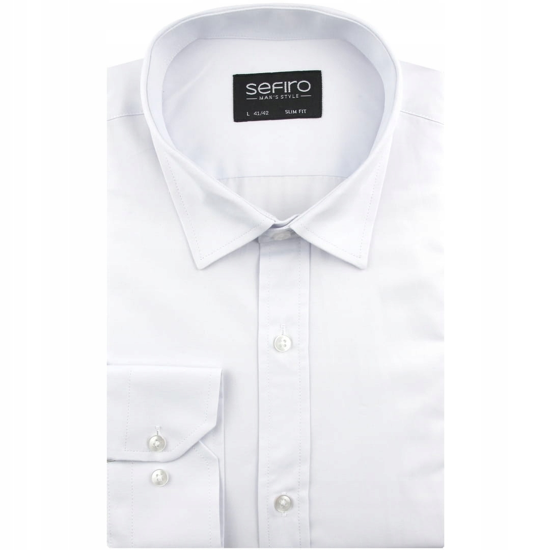 Koszula Męska Wizytowa do garnituru gładka biała Slim Fit S116
