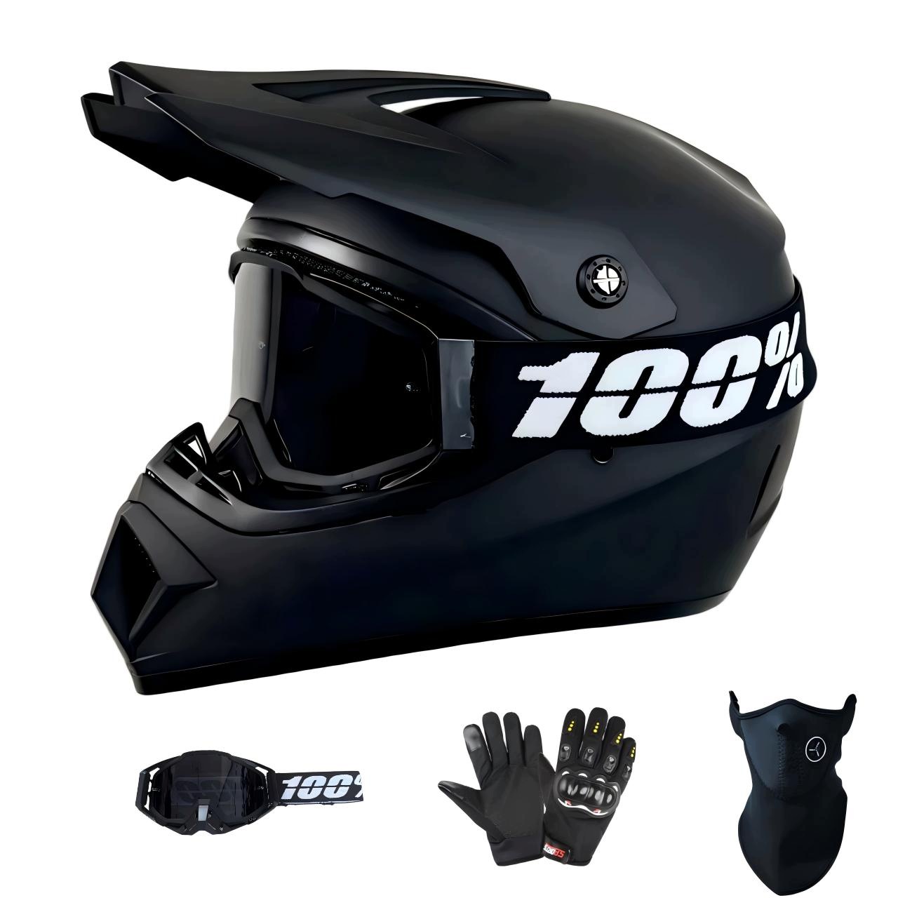 Kask Motocyklowy Crossowy Lekki Enduro+gogle+rękawice Rozmiar M (55-56 CM)