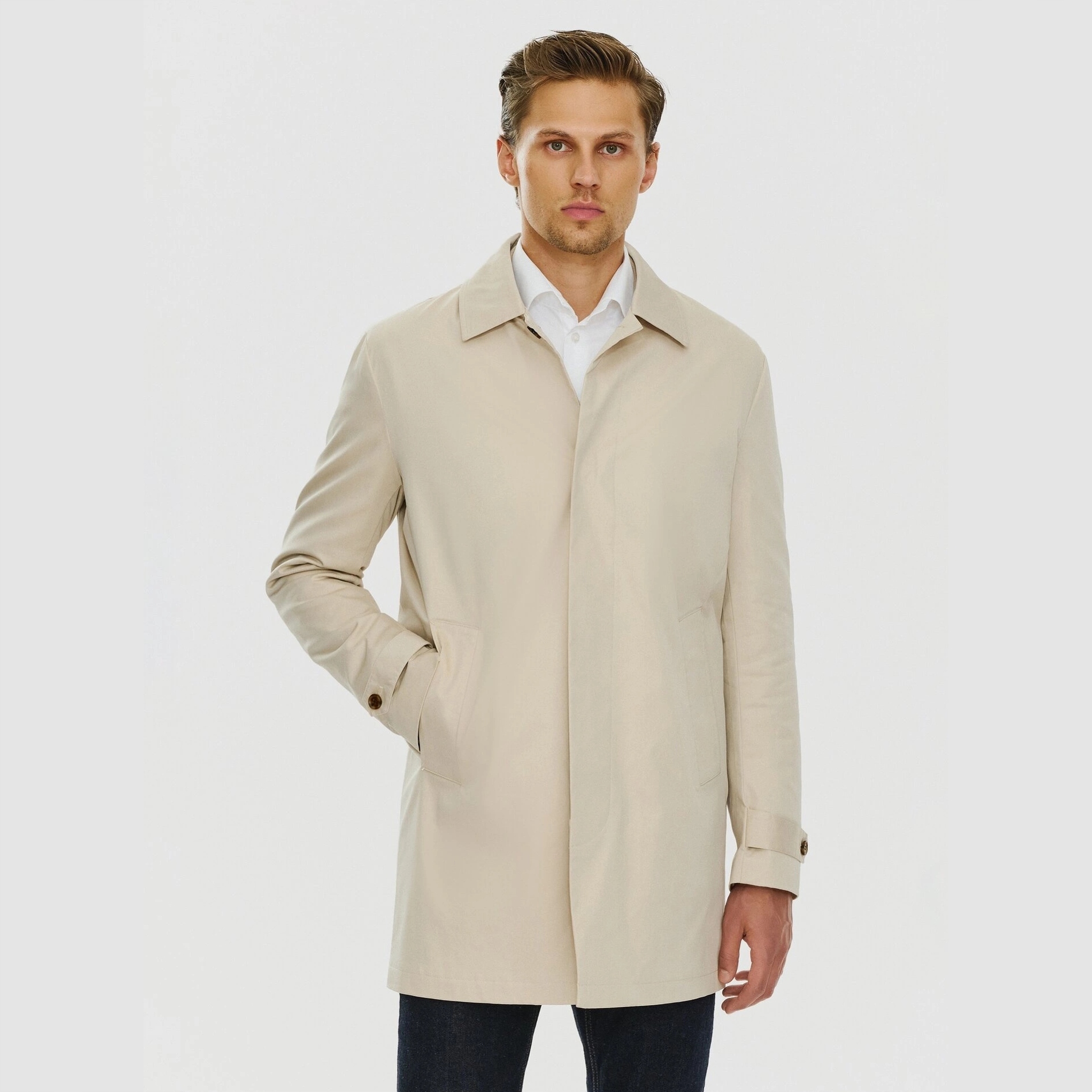 Béžový pánský kabát na jaro Pako Lorente vel