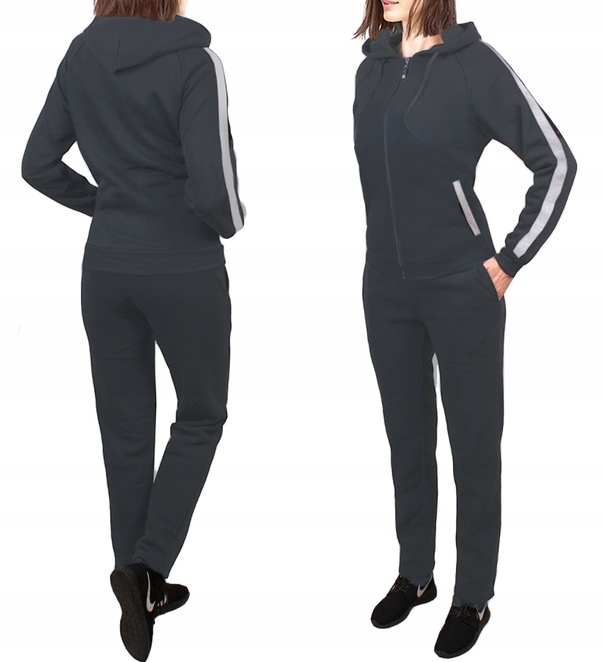 Ciepły DAMSKI dres ROZPINANY dresy PLUS SIZE 943 antracyt 48/50 Rozmiar 3XL