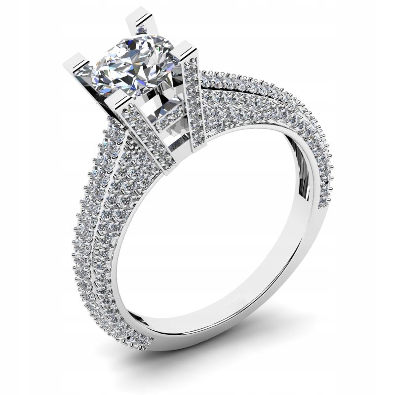 

Pierścionek Z Białego Złota Błyszczący Zaręczynowy