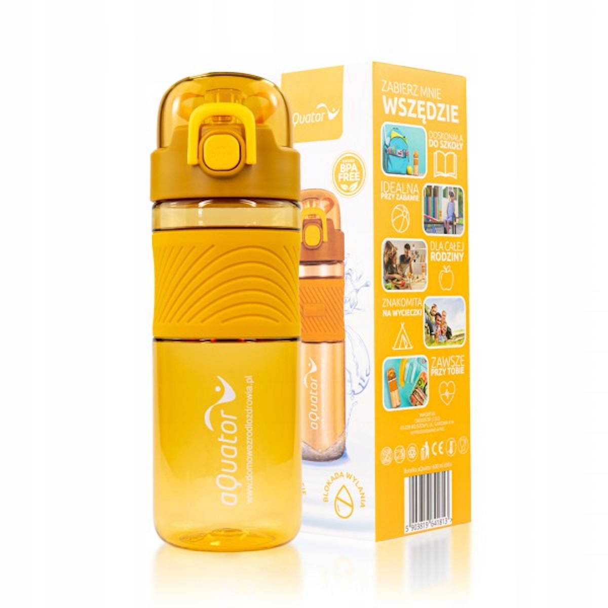 

Bidon na wodę aQuator 600 ml Żółty