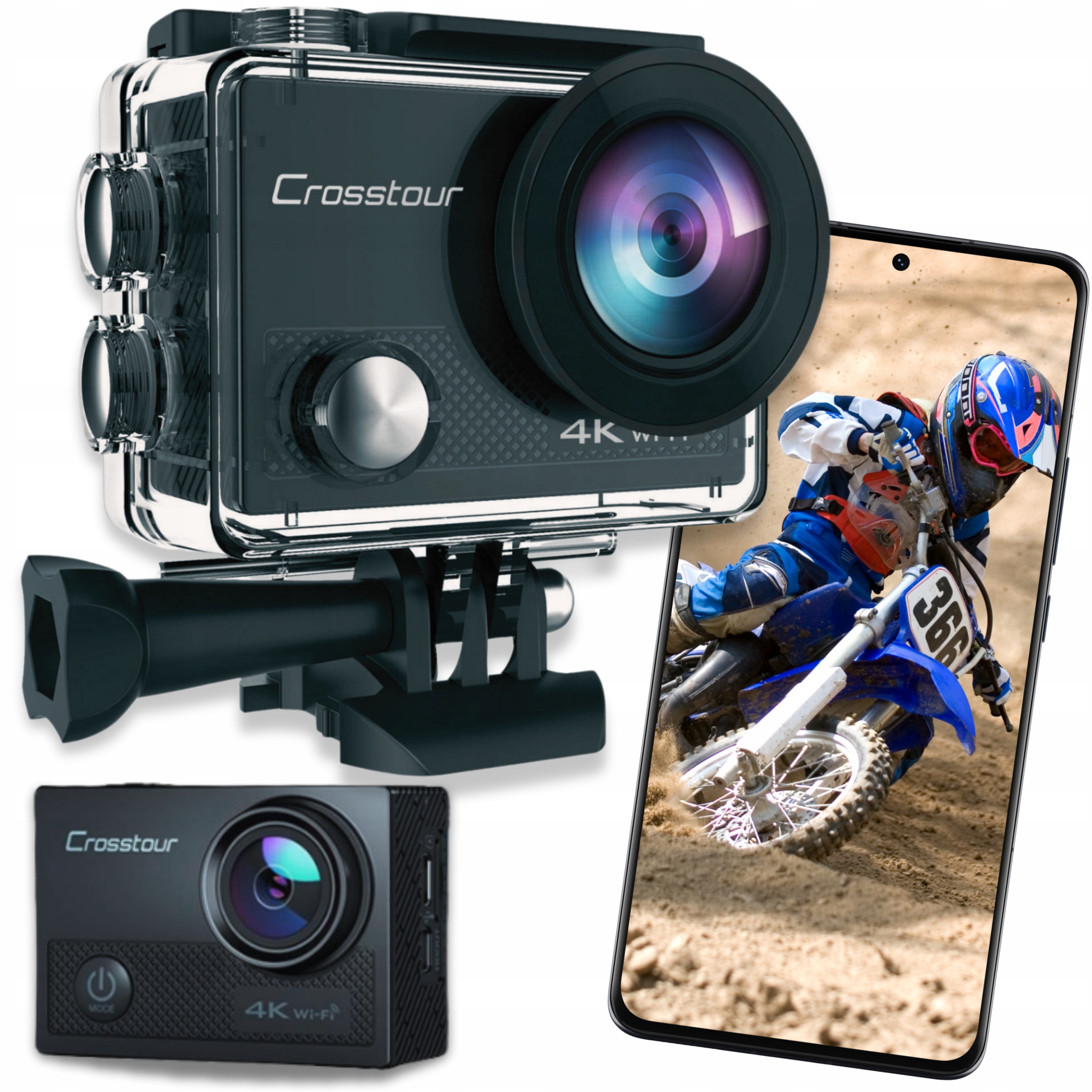 Kamera sportowa 4K Uhd Wodoodporna GoPRO 40M 20MP WiFi Hdmi Usb 2xAKU
