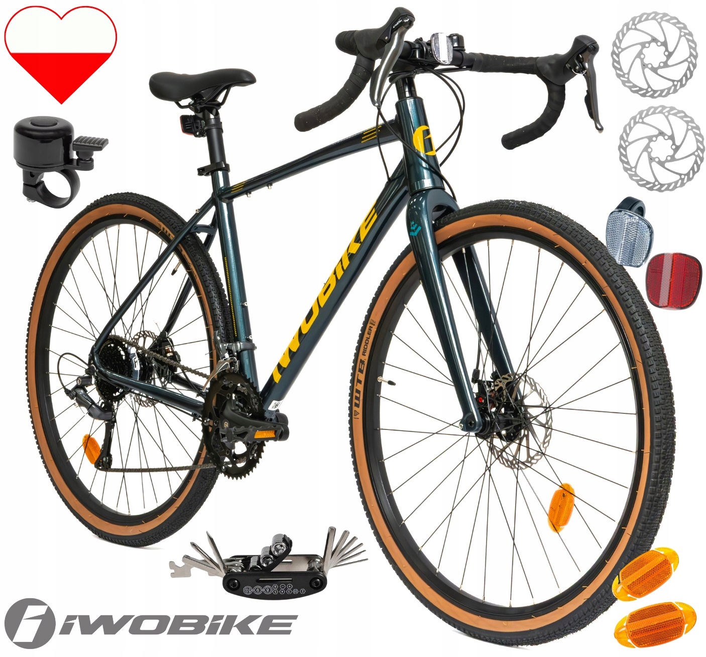 Pánské kolo Gravel 28 Aluminium Iwobike 2025 Shimano Karbon Lehké kotouče