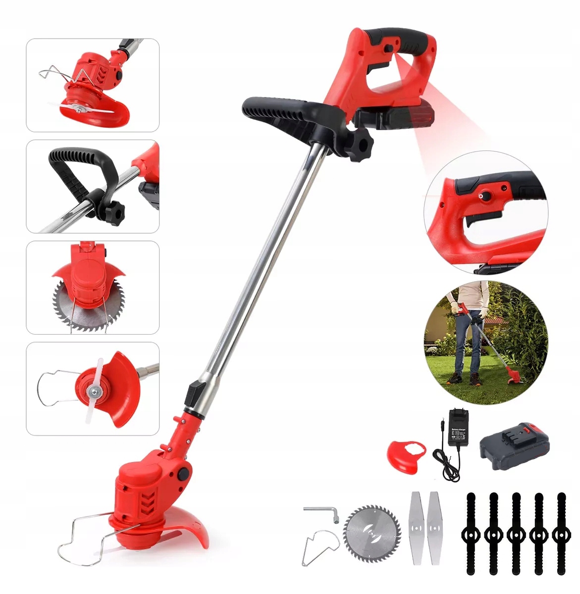 Akumulátorová Sekačka 650 W S Výkonným Měděným Motorem A 3 Čepelemi