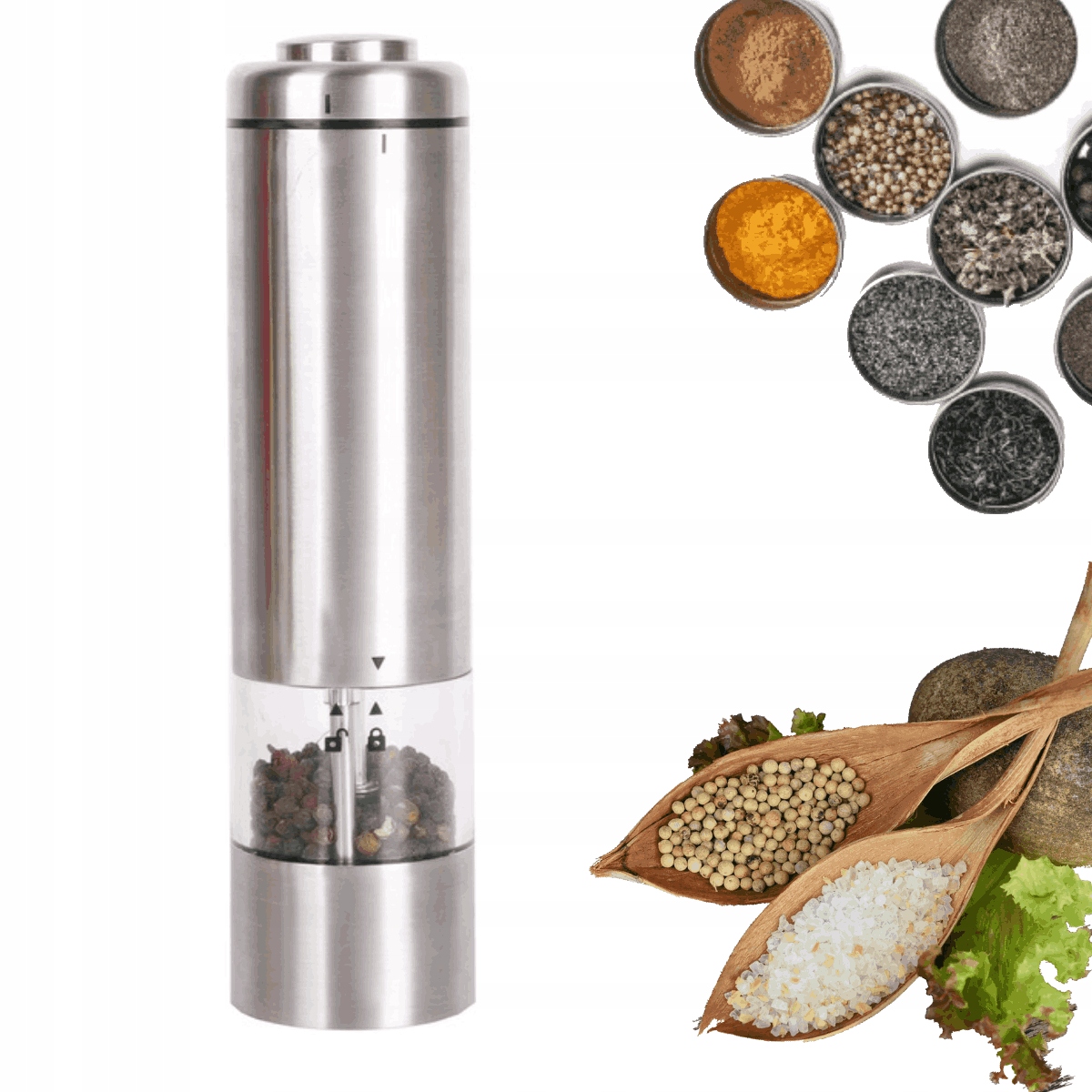 MŁYNEK DO SOLI/PIEPRZU ELEKTRYCZNY STAL NIERDZEWNA