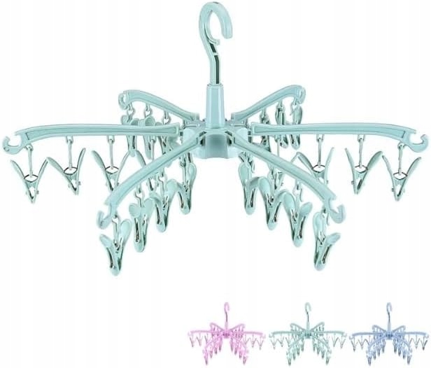 Levně Sušák Na Prádlo Skládací Na Věšáku S Klipem 24x Na Prádlo