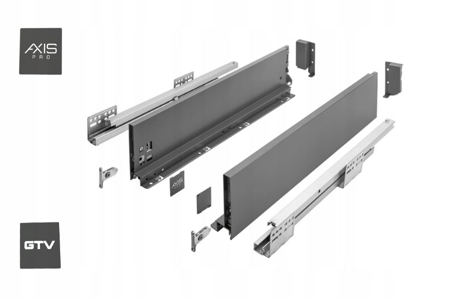 Szuflada Gtv Axis Pro Push To Open 550B Średnia L550 H116 Antracyt Wysuw