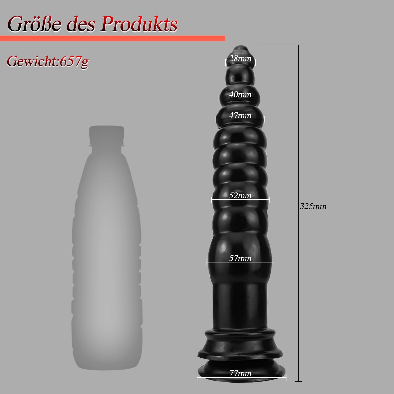 BDSMLOVE Analdildo XXL 32 CM Duży Korek Analny Dla Dorosłych Czarny — miniatura 2
