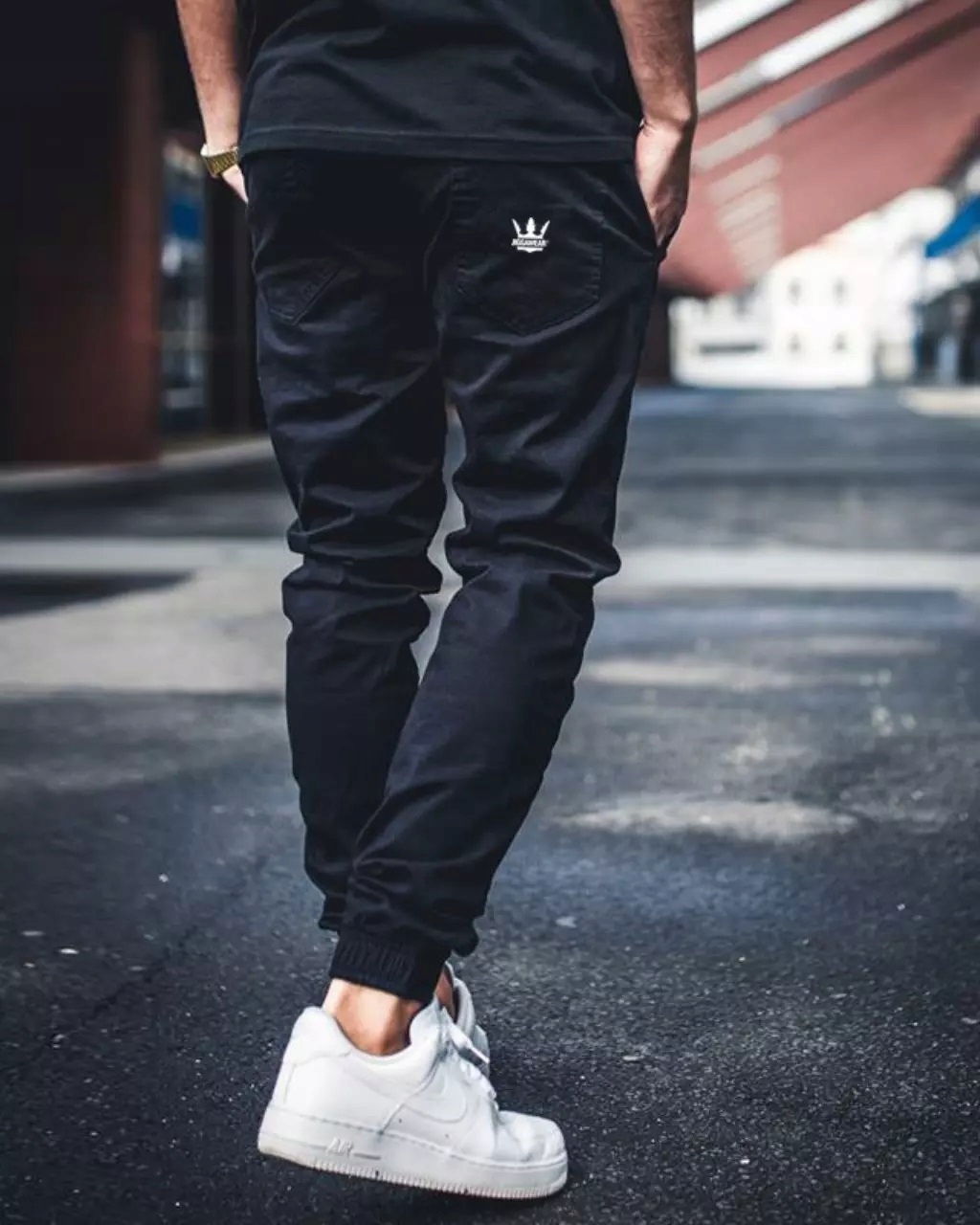 SPODNIE JOGGERY JIGGA WEAR JOGGER CROWN BLACK r.XL