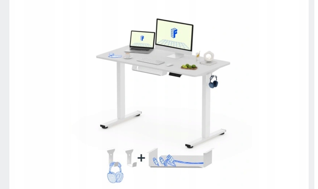 Elektrický písací stôl, háčik a zásuvka na nastavenie výšky 120*60 cm Kancelária