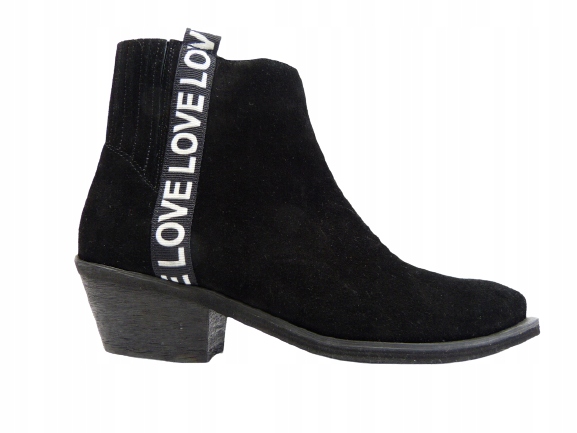 černé kotníkové boty kovbojské boty kůže ozdoba přední část Karino 37