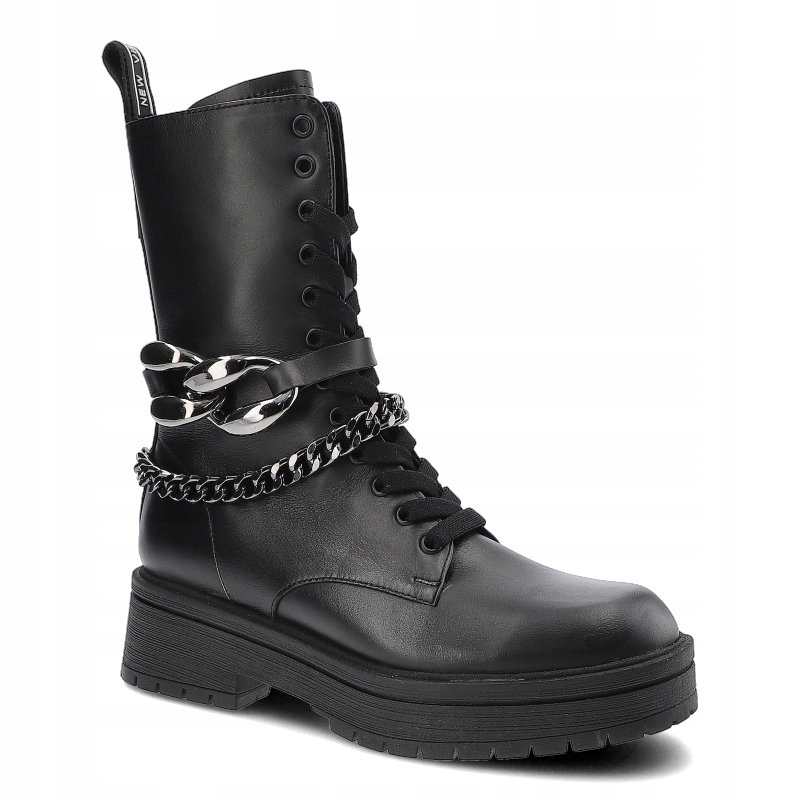 

Czarne Botki Karino Damskie Skórzane Modne Obuwie