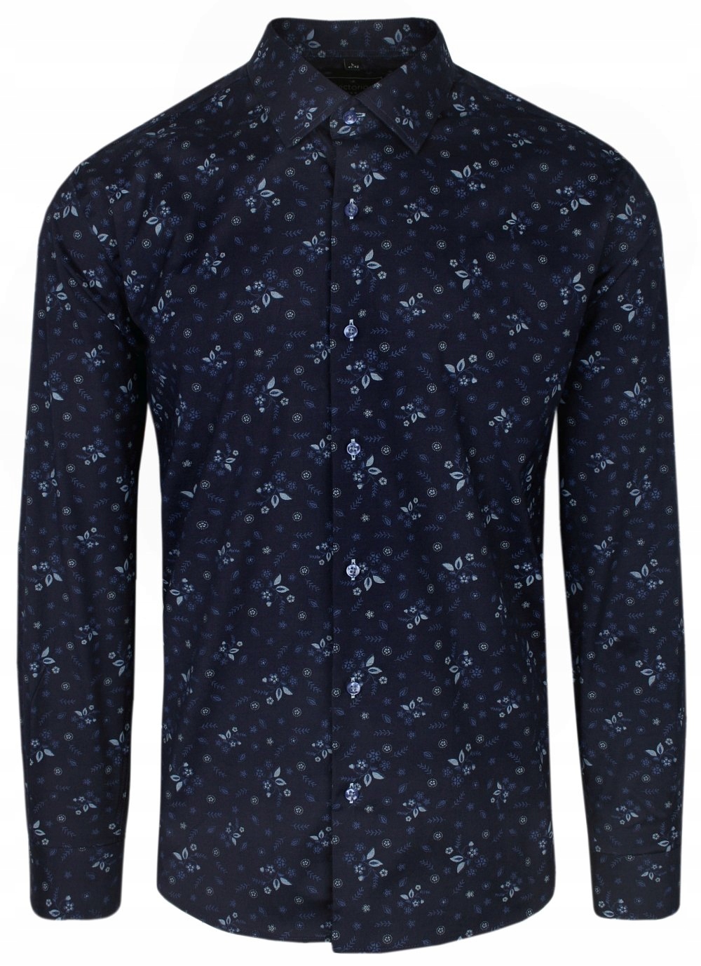 Tmavě modrá košile s květinovým motivem 42/176-182