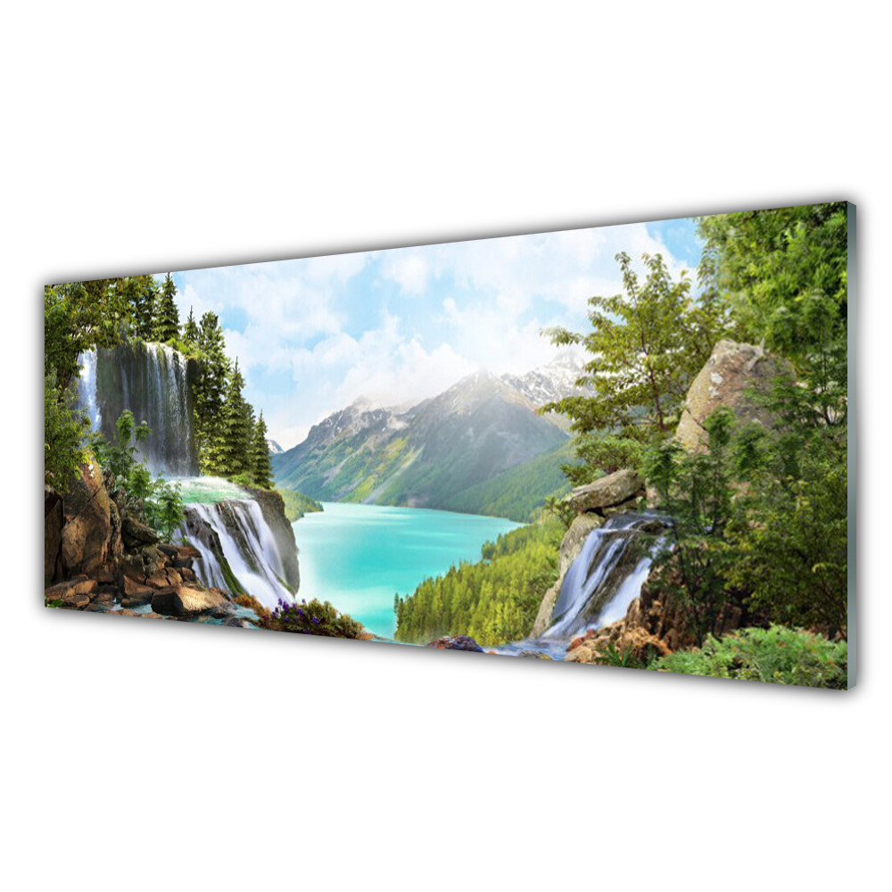 

Obraz akryl nowoczesny 125x50 Zatoka Wodospad Góry