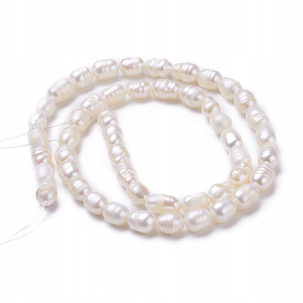 Korálky Přírodní Sladkovodní Perly, Perleťové, 6-7x5mm, 45ks/30cm/nic