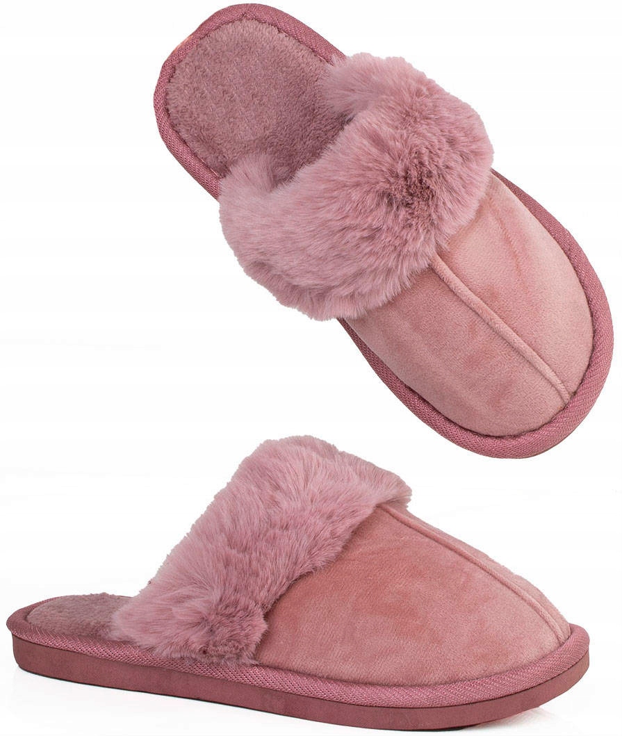 

6859 Różowe Domowe Damskie Ocieplane Kapcie 36