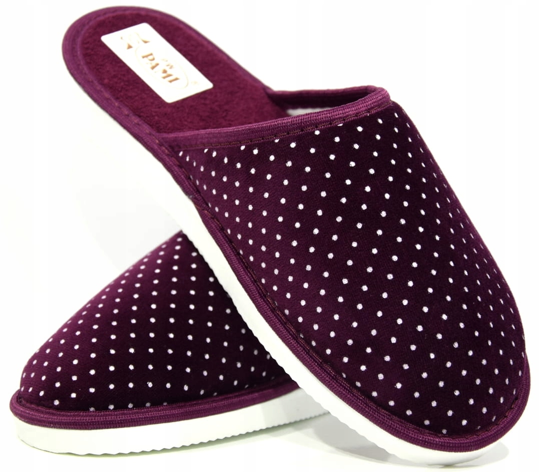 KAPCIE DOMOWE PAMI DAMSKIE BORDOWE MIĘKKIE 089 R36 Kolekcja Nowa Całoroczna