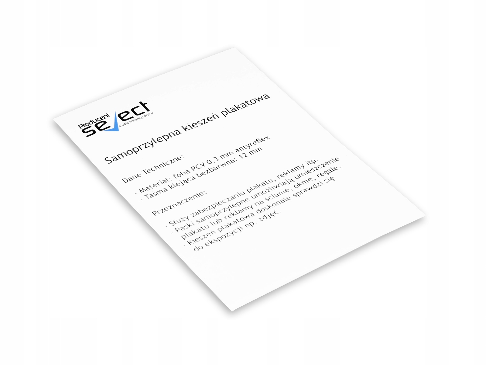 KIESZEŃ SAMOPRZYLEPNA PLAKATOWA RAMKA REKLAMA A5 Marka Select
