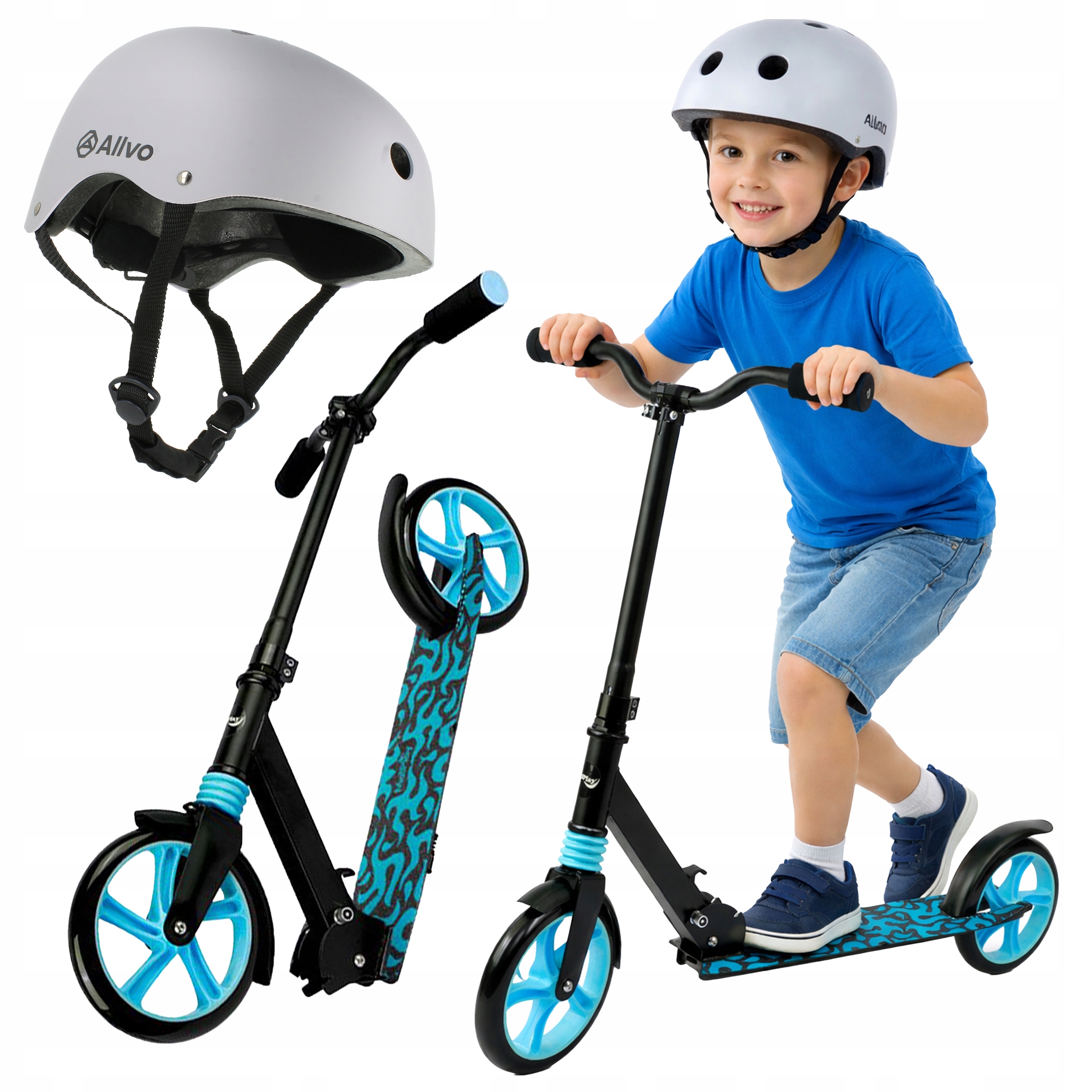 Zestaw 2w1 Hulajnoga Dziecięca Składana Regulowana do 100kg Kask M 54-58