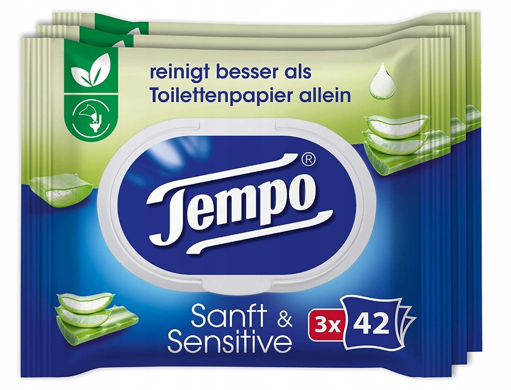

Tempo, Nawilżany papier toaletowy, 3x42 sztuki