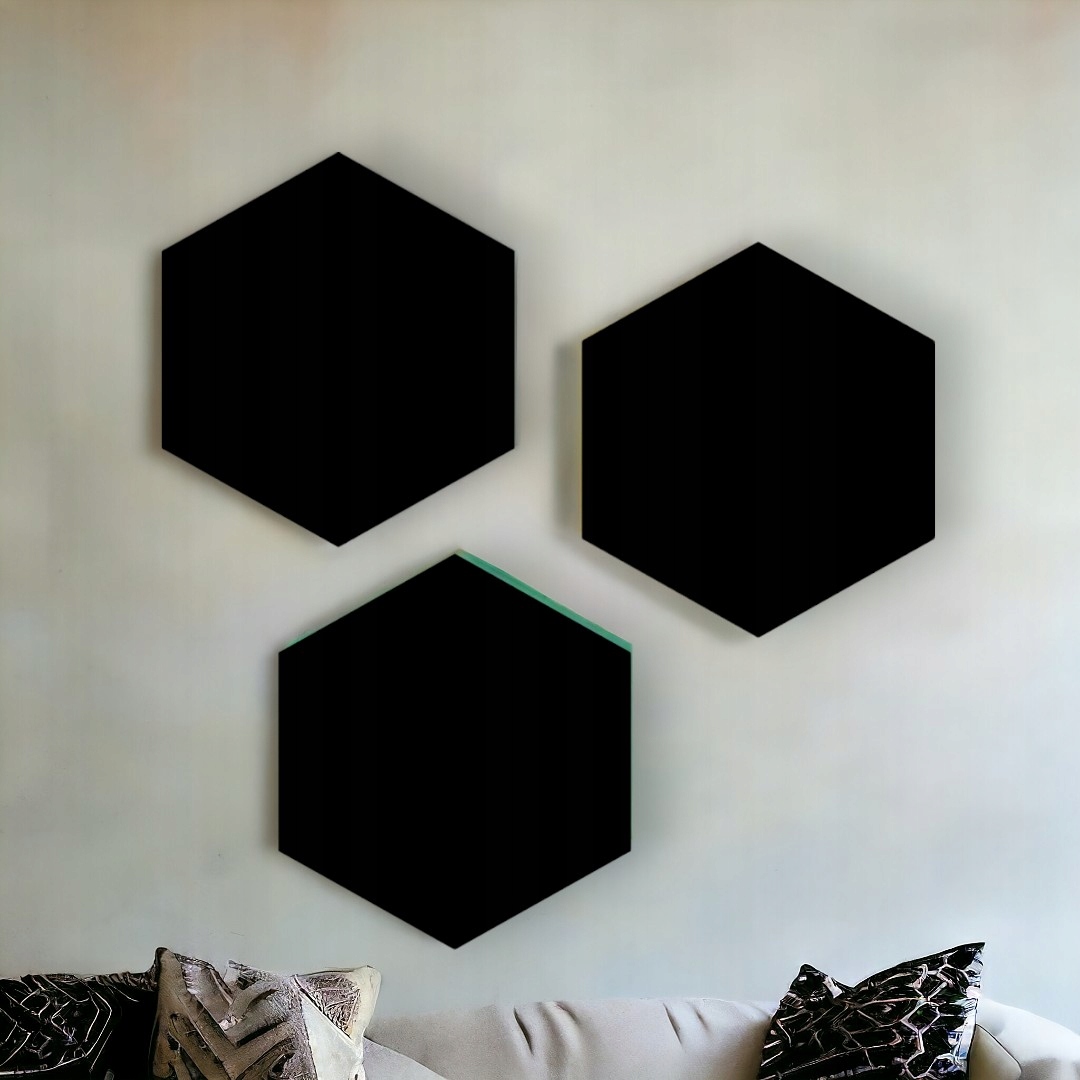 Hexagon kovová tabule plech magnety mnohoúhelník Černá rozměr 40 cm