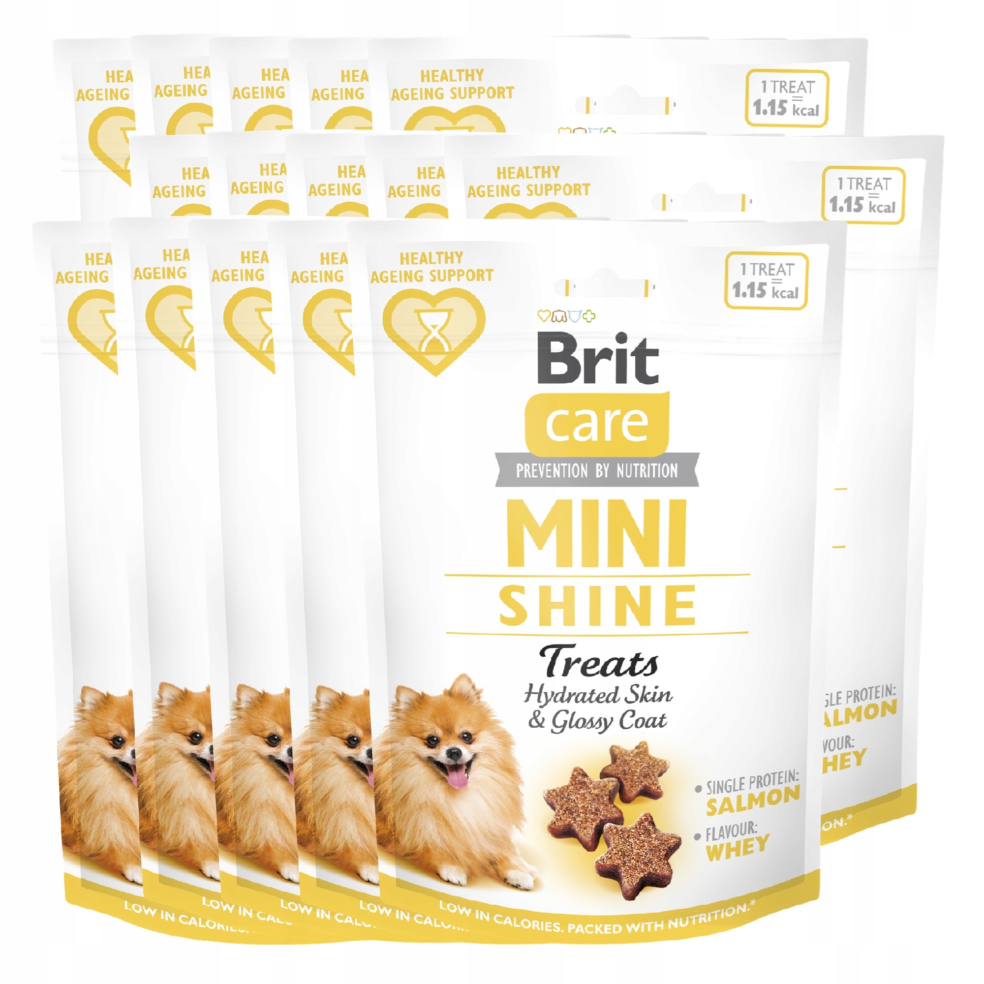 Brit Care Dog Mini Snacks Shine Kůže a srst Losos Svařovací 15PAK 15x50g