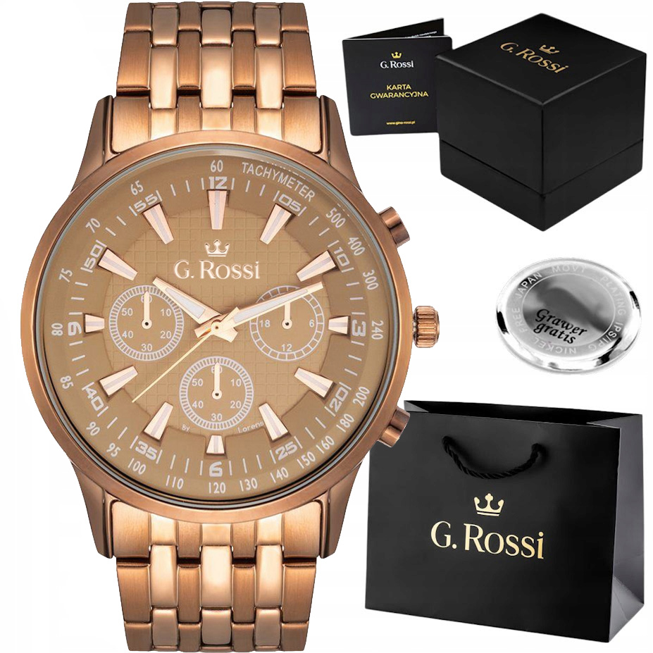 Pánské hodinky G. Rossi Morsi Elegantní Ciferník Ocelový Náramek krabička