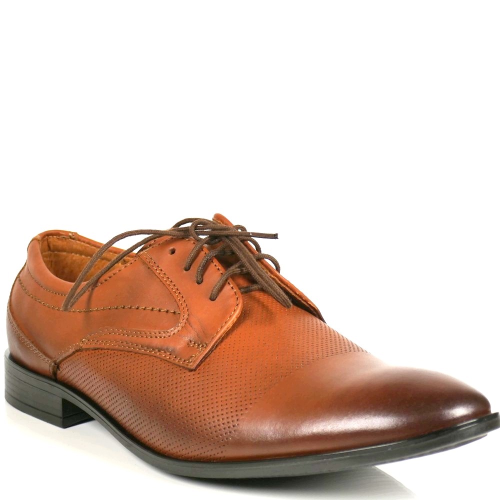Hnědé kožené polobotky elegantní pánské boty J6