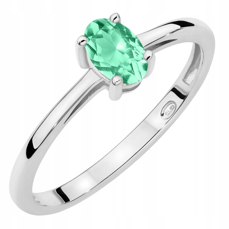 Zlatý Prstýnek Zásnubní pr. 585 s oválným smaragdem 0.40ct 14k