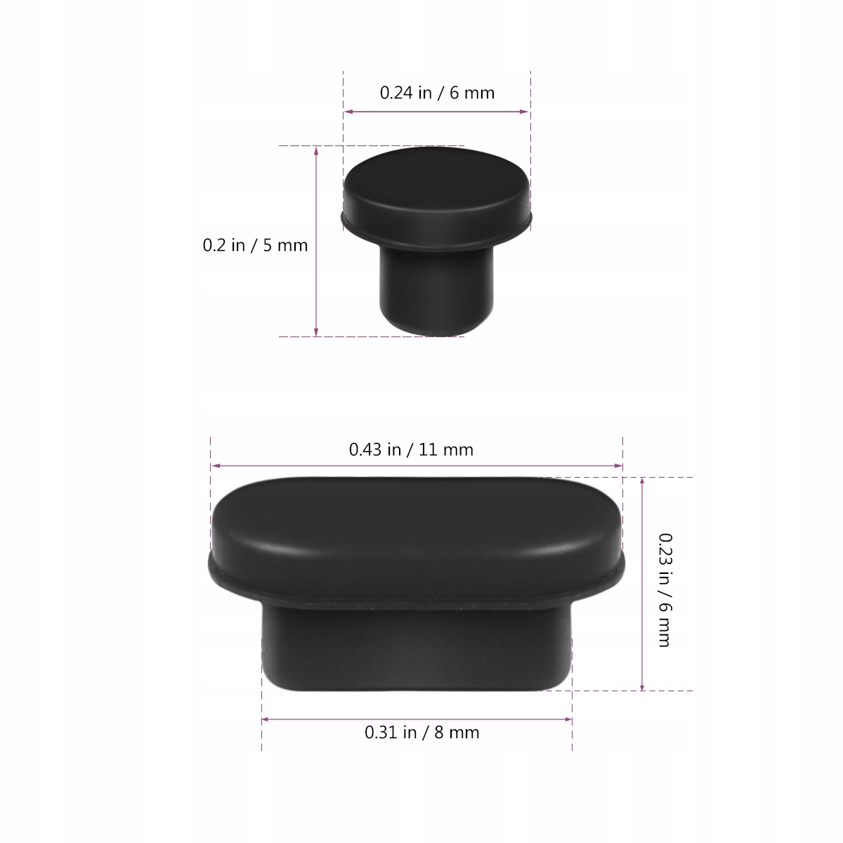 WTYCZKI PYŁOWE USB C TYP GNIAZDA SŁUCHAWKOWEGO CHARM Marka bez marki