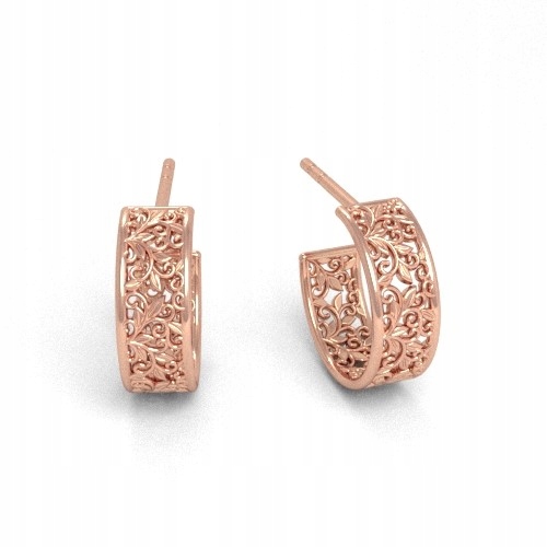 Náušnice kruhy s prolamovaným ornamentem stříbro pozlaceno růžově