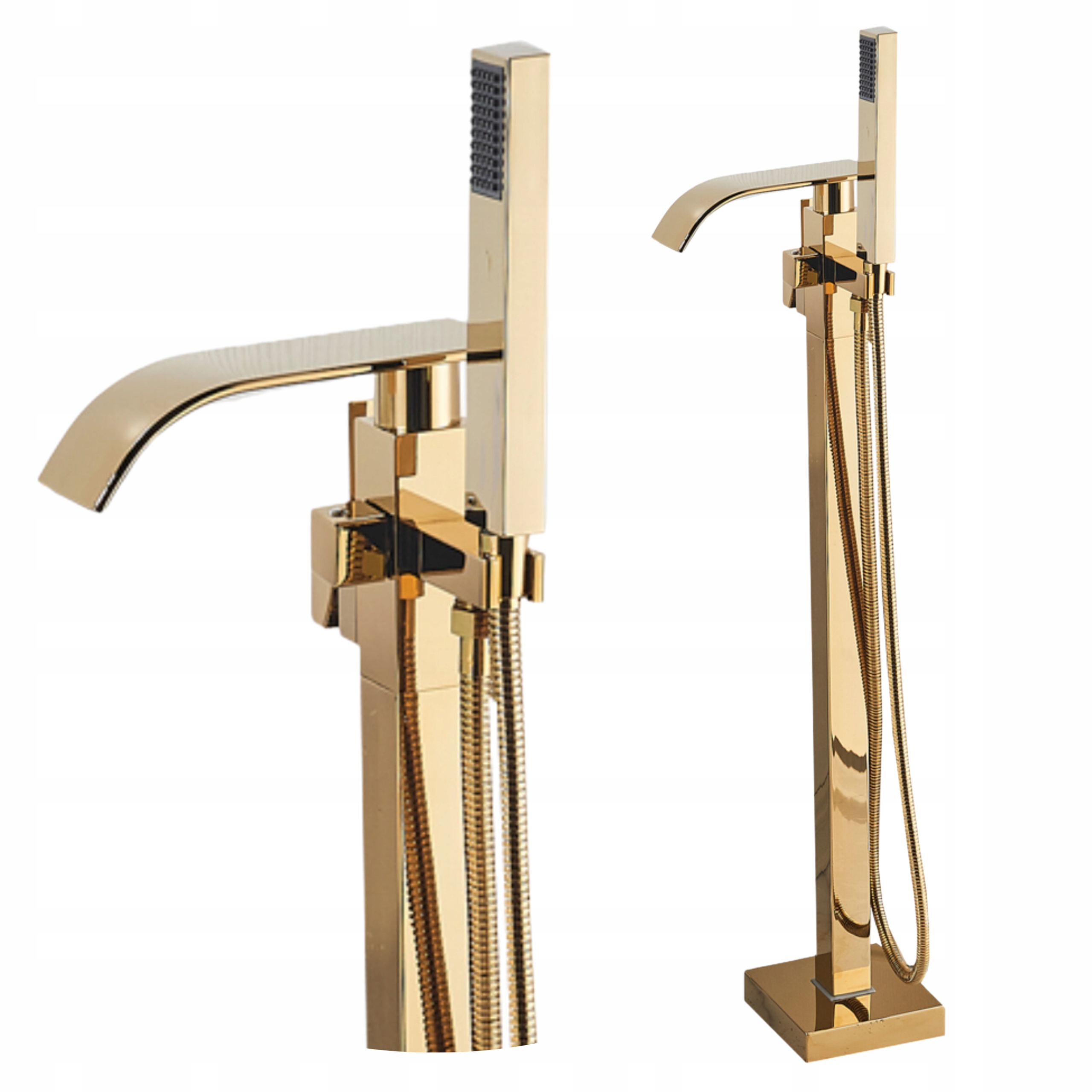 Vaňová Batéria Voľne stojaca s otočným sprchovým otvorom a podlahovým výtokom Zlatá