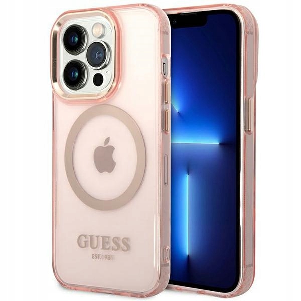 Pouzdro Guess Gold Outline Magsafe Pro Iphone 14 Pro Max 6,7" Růžové