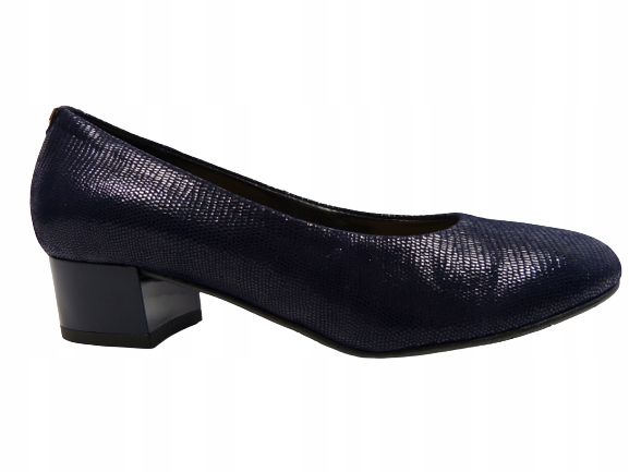 Námořnická Modrá dámské kožené polobotky na stabilním podpatku Sala 41