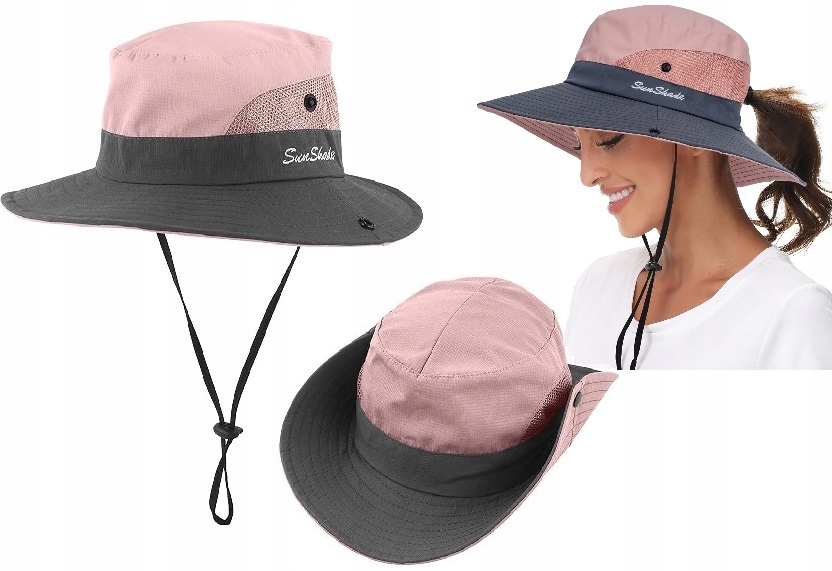 KAPELUSZ DAMSKI LETNI PRZECIWSŁONECZNY Z MIEJSCEM NA KUCYK KITKĘ CZAPKA Wzór dominujący bez wzoru