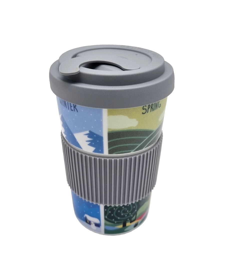 

Kubek Porcelanowy Z Pokrywką Silikonową Kawę 350ml