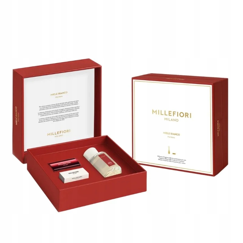 Millefiori Milano dárková sada Miele Bianco Tyčinky 100 ml Car Icon