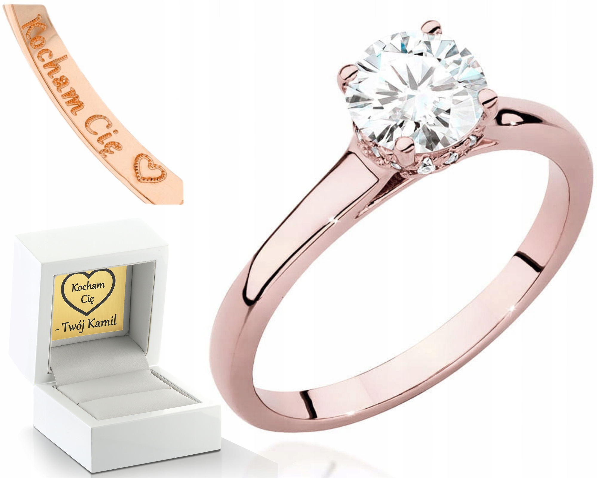 Moderní Prstýnek 14K Růžové Zlato Laboratorní Briliant Módní Styl