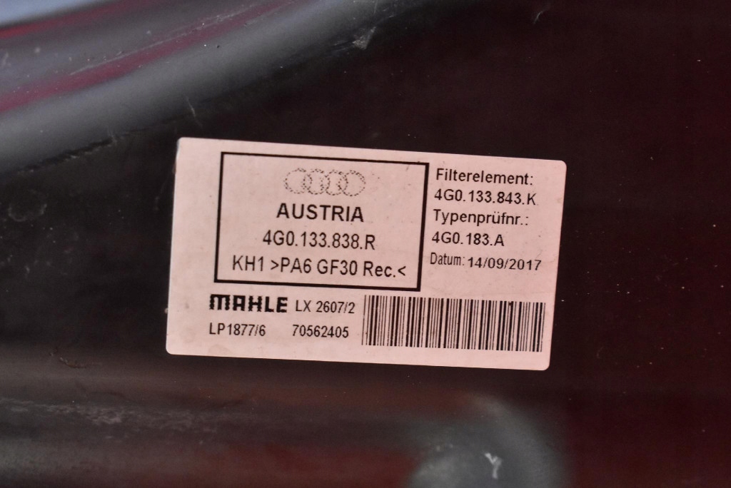 Gehäuse filter luft 4G0133838R AUDI A6 C7 2.0 TDI 190 KM 14-20