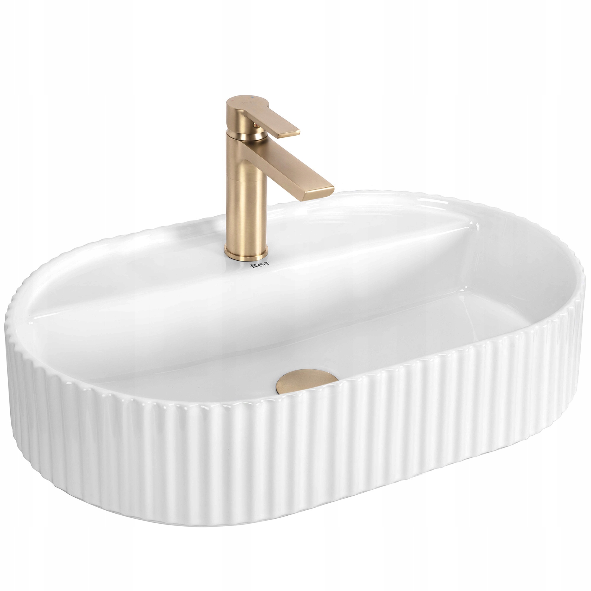 Umywalka ceramiczna Marcela 60 biała ryflowana Rea