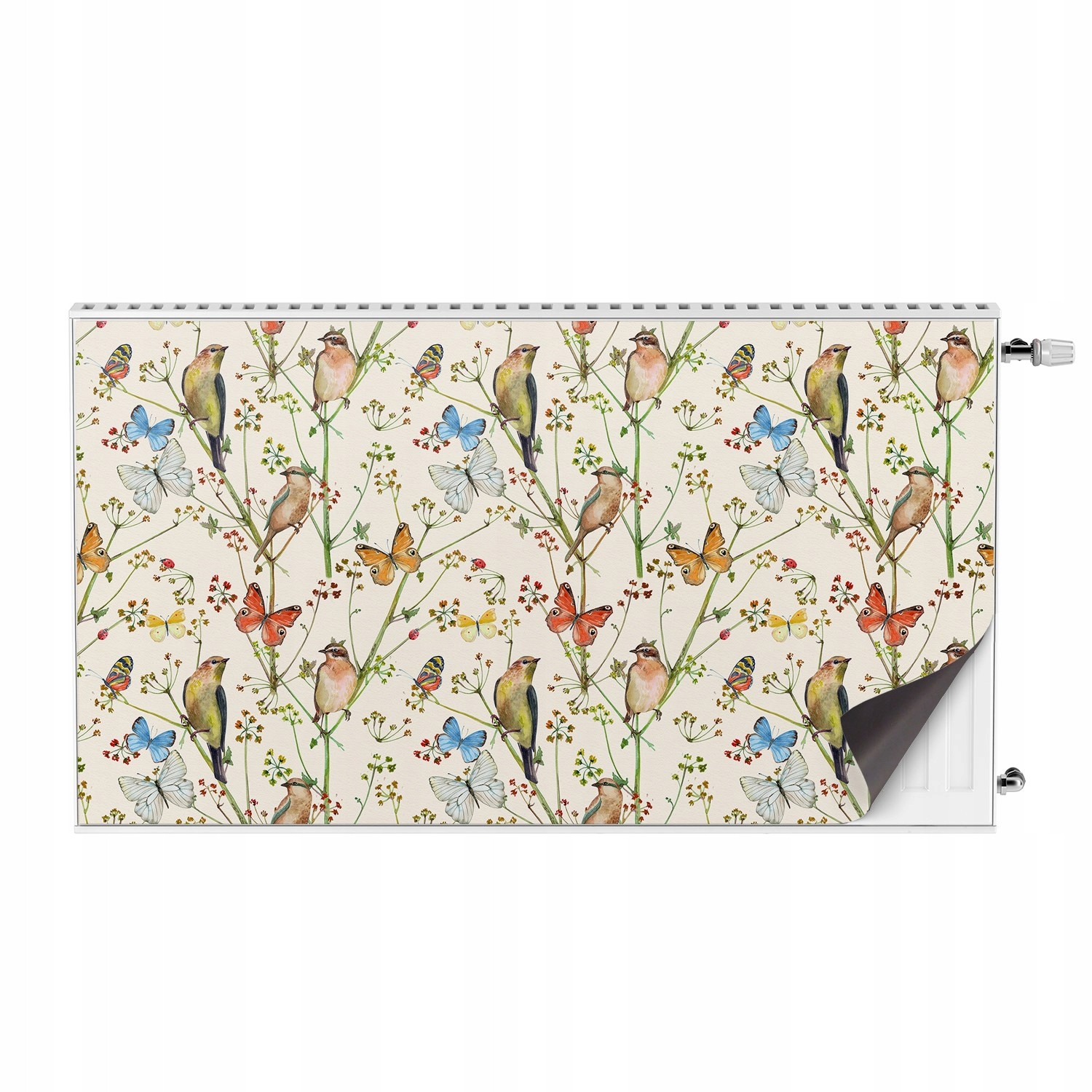 Stylová krytka na radiátor do kanceláře Motýli ptáci