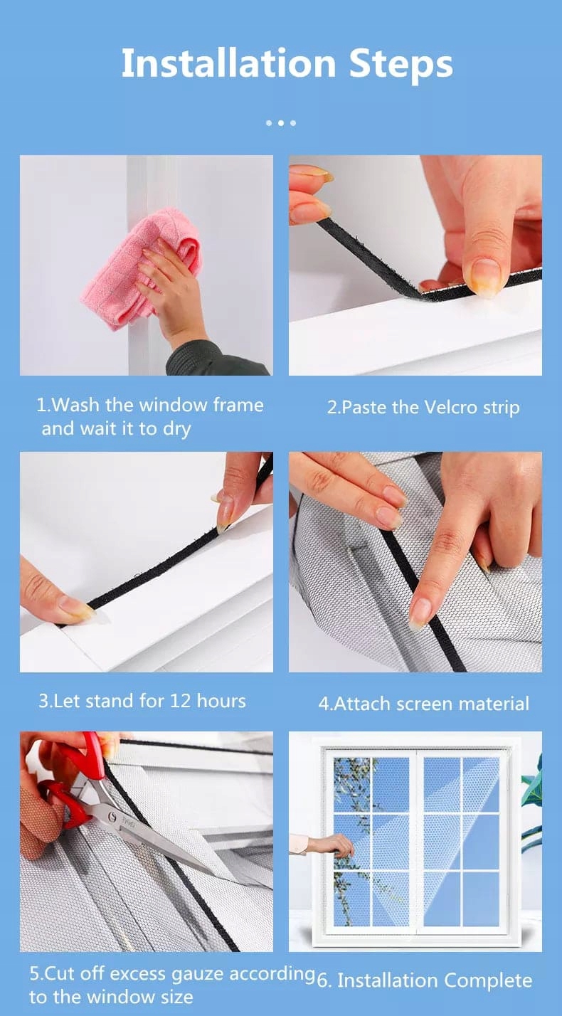 MOSKITIERA SIATKA OKNO OWADY KOMARY 150 x 150 + RZEP Kod producenta XJ 4160