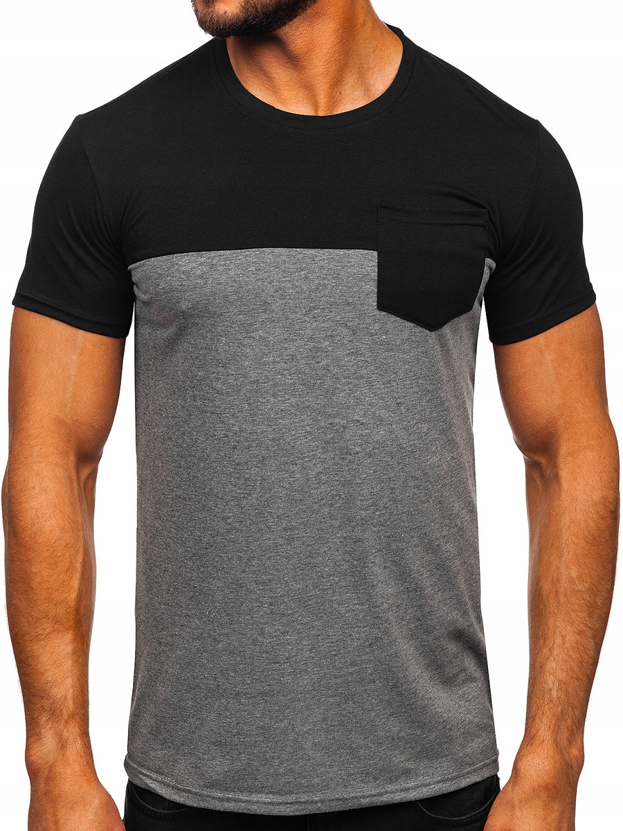 

T-shirt Koszulka Czarno-grafitowa 8T91 Denley_xl