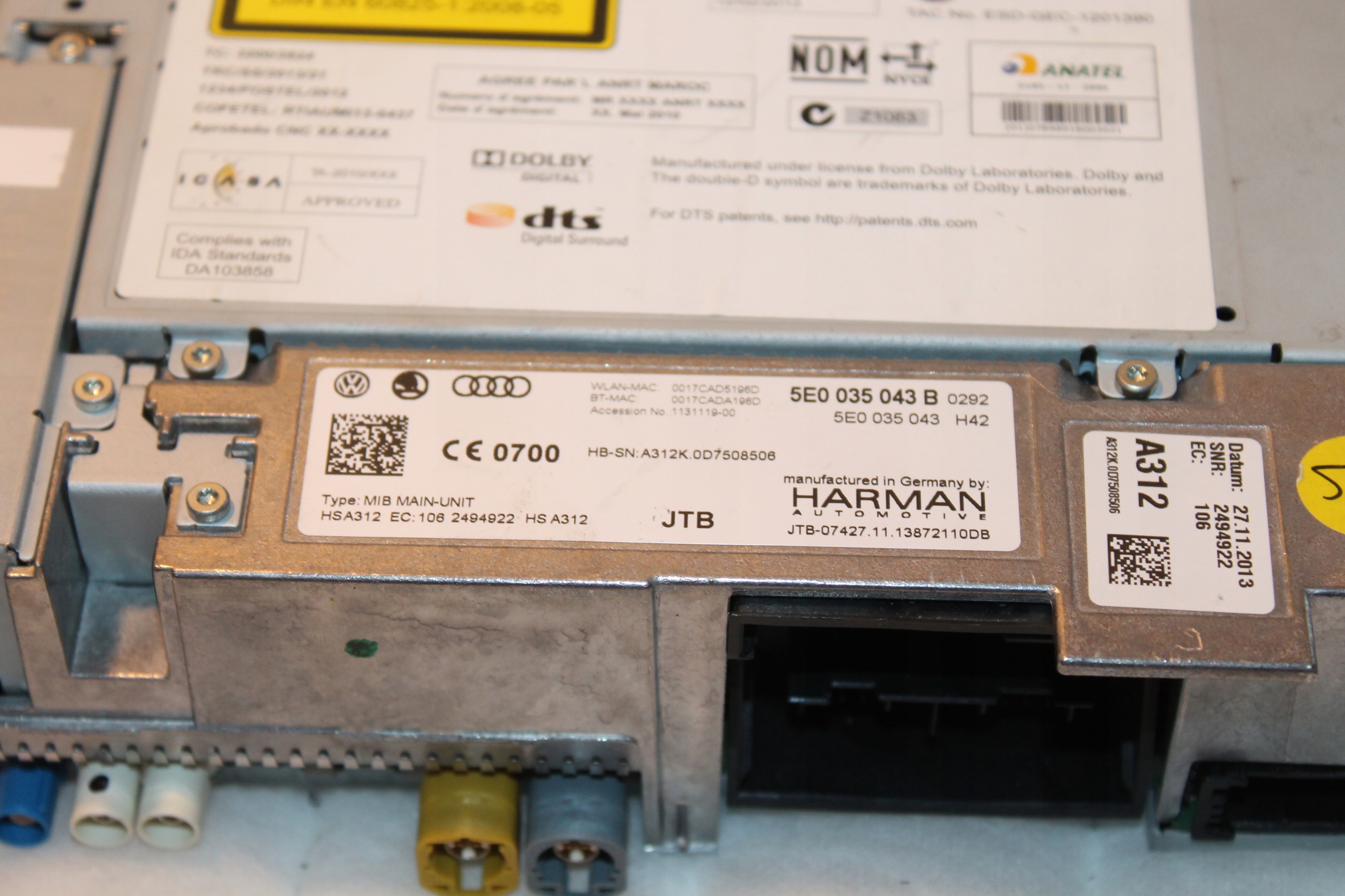 MULTIMEDIA CZYTNIK MIB RADIO CD SKODA OCTAVIA SIN Numer katalogowy części 5E0035043B