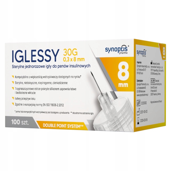 

30G 8 mm Iglessy sterylne igły do penów 100 sztuk