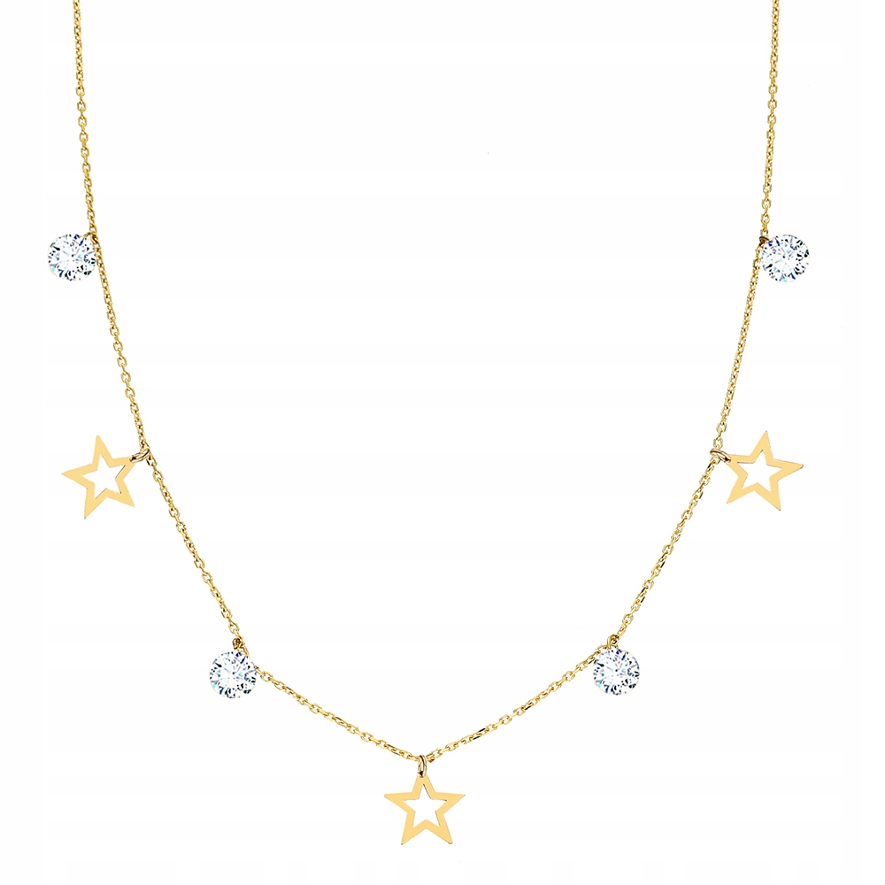 Zlatý Náhrdelník Hvězdičky Bílé Zirkony Choker PR.585