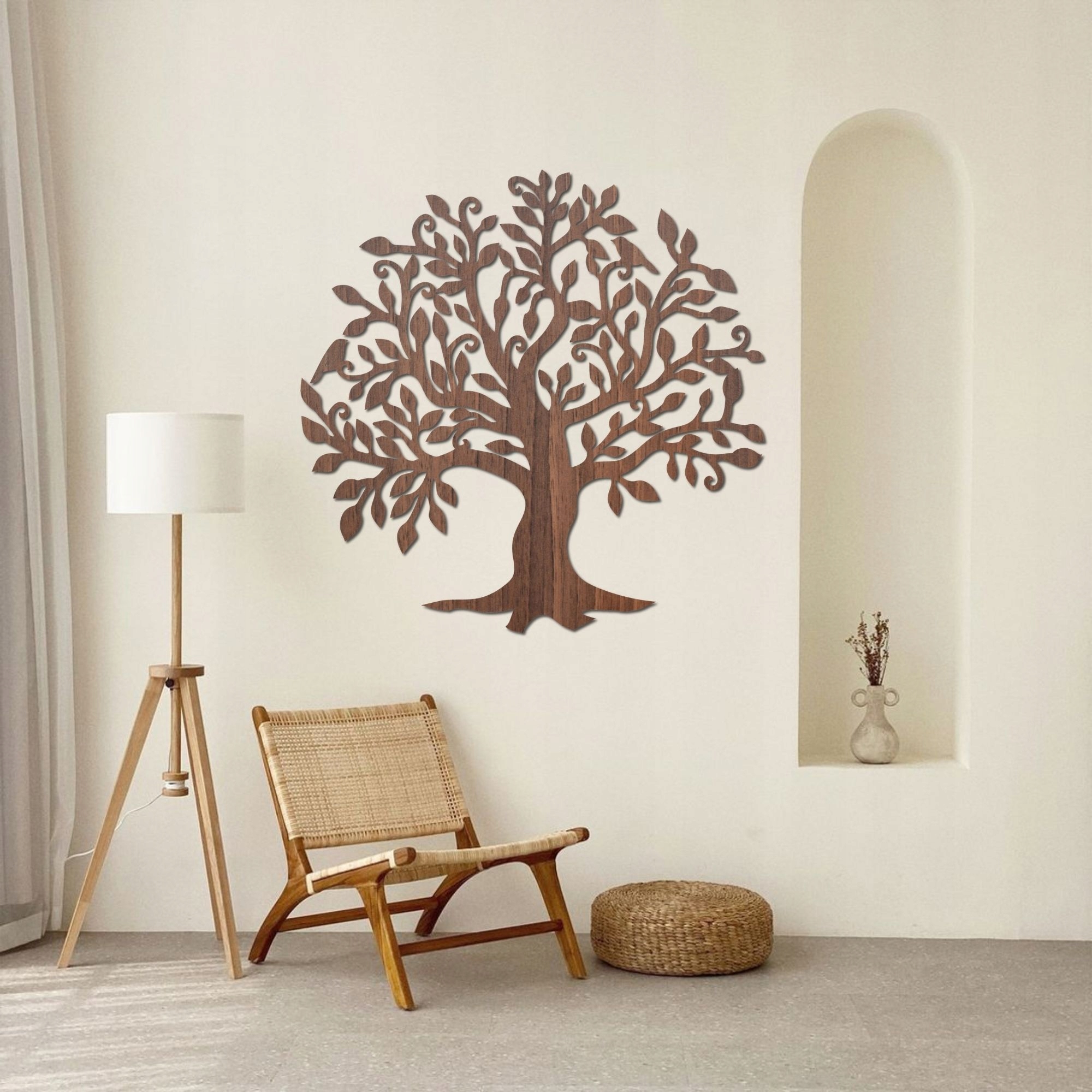 Drevená dekorácia strom života, Obraz na stenu, 70 cm Orech