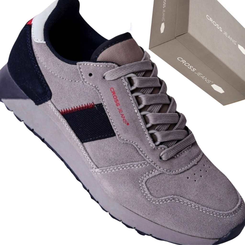 Buty Męskie Cross Jeans II1R4008C Zamszowe Sneakersy Memory Foam Szare